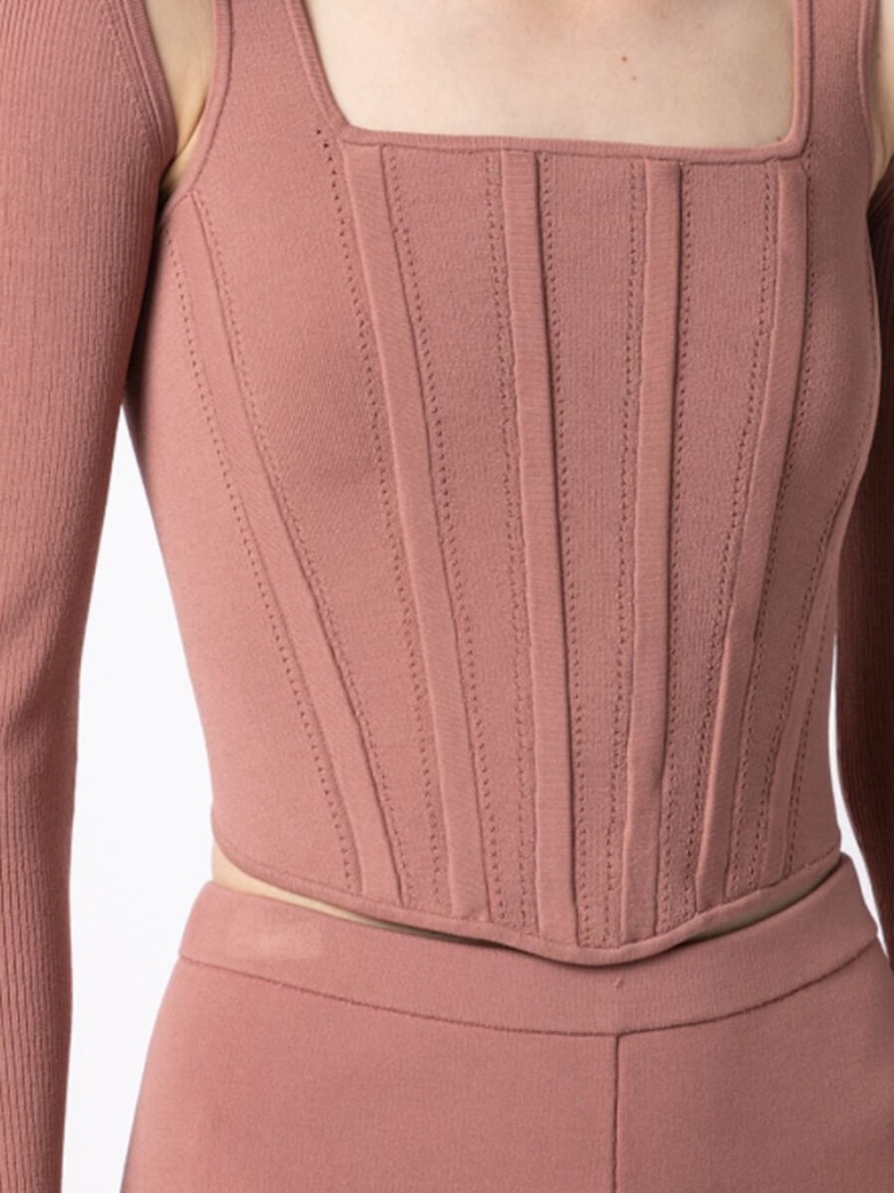 Dion Lee Black Pointelle Corset Tank Top - Dusty Rose Pink / Mauve